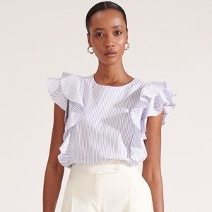 Veronica Beard Emert Top Blue/ White